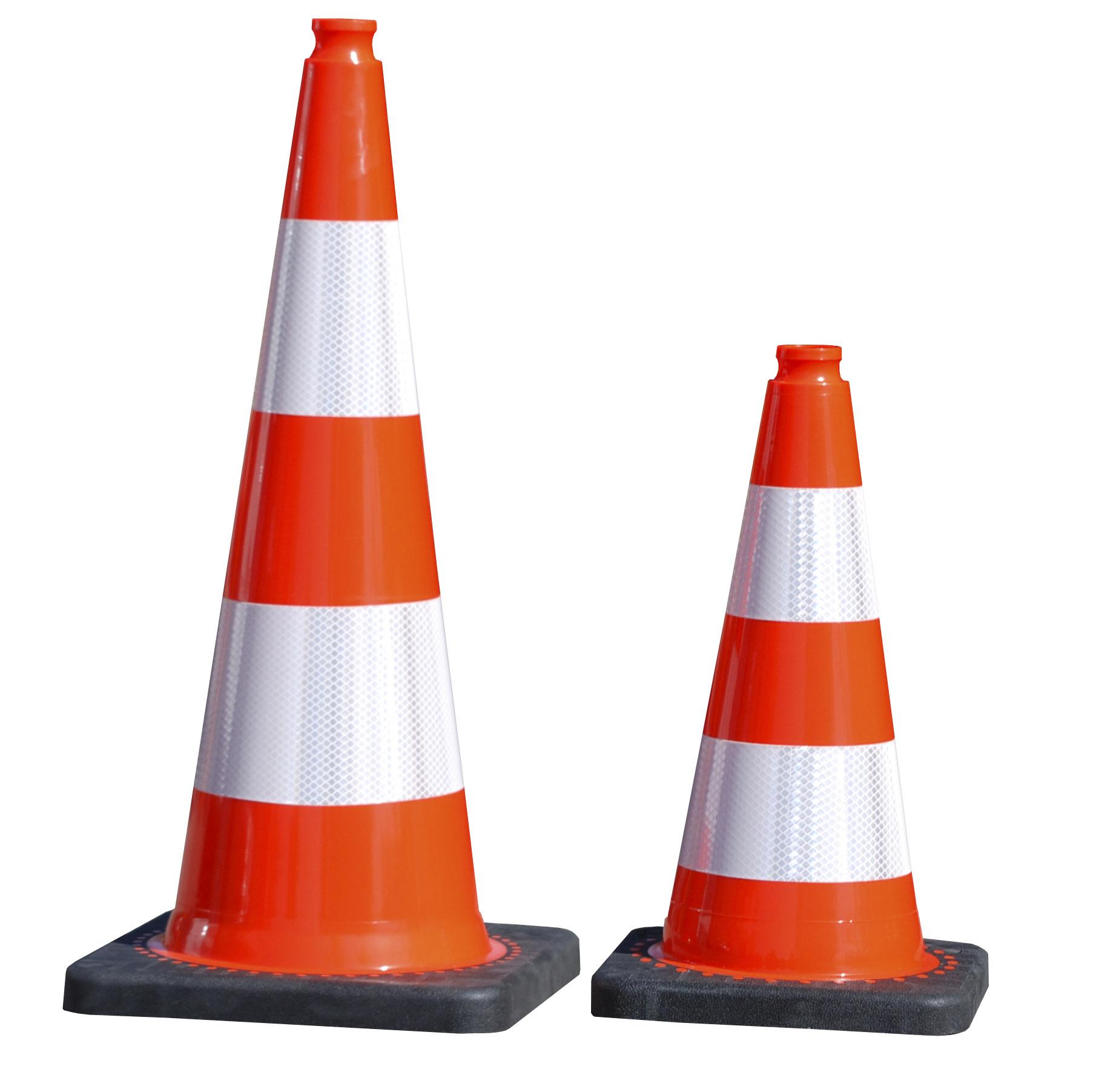 Cono segnaletico PEC da 75 cm con base nera in PVC riciclato, 3,2 kg